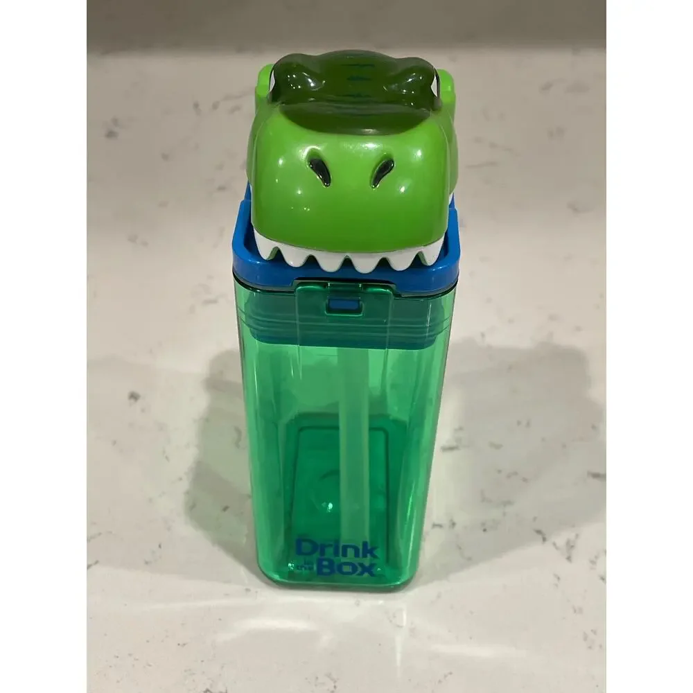 Precidio Drink in the Box Green Dino Reusable 8 oz Container New Without Tag